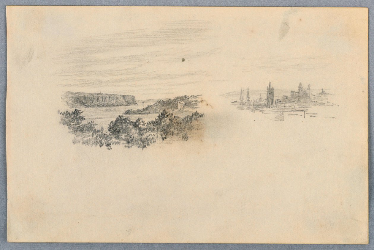 Two Views, Landscape and City Skyline by Arnold William Brunner