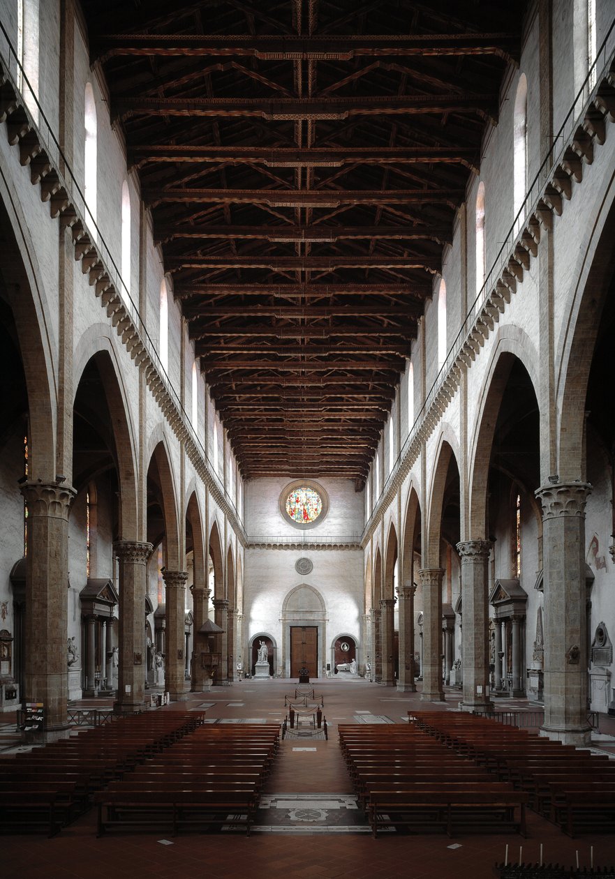 Interior view of the Basilica Santa Croce projected by Arnolfo di Cambio, 1294, Florence, Italy by Arnolfo di Cambio