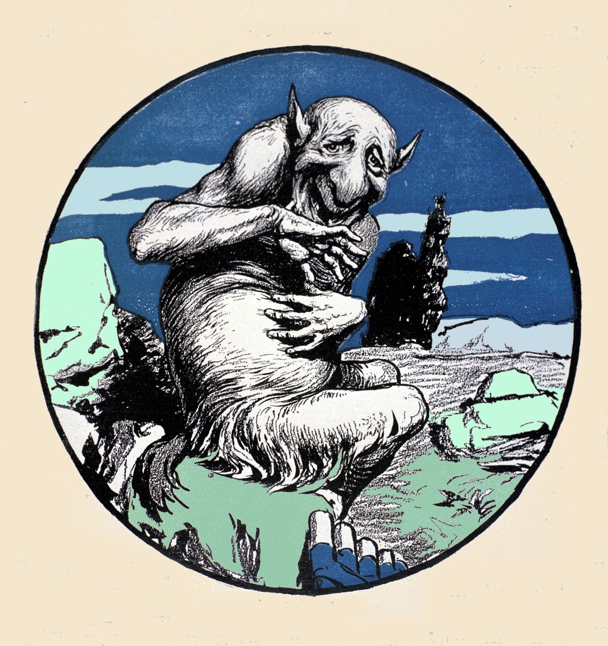 The god Pan, half goat half man. Illustration by Arpad Schmidhammer for Jugend by Arpad Schmidhammer