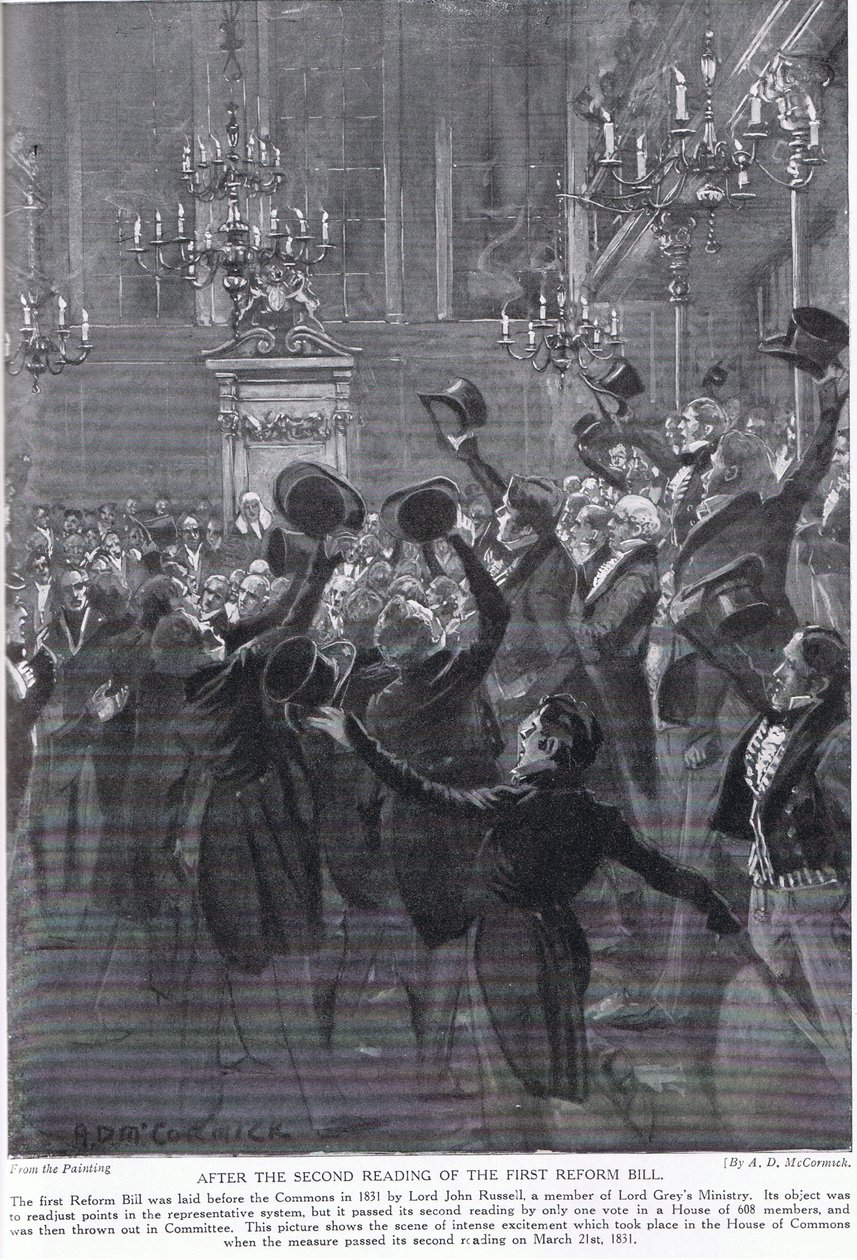 After the second reading of the First Reform Bill, illustration from 