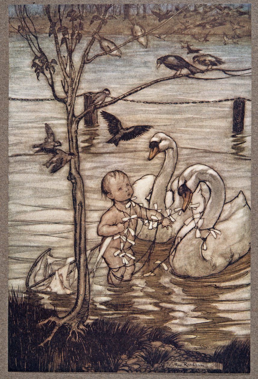 After This the Birds Said They Would Help Him No More in His Mad Enterprises, from Peter Pan in Kensington Gardens by J. M. Barrie, pub. 1906 by Arthur Rackham