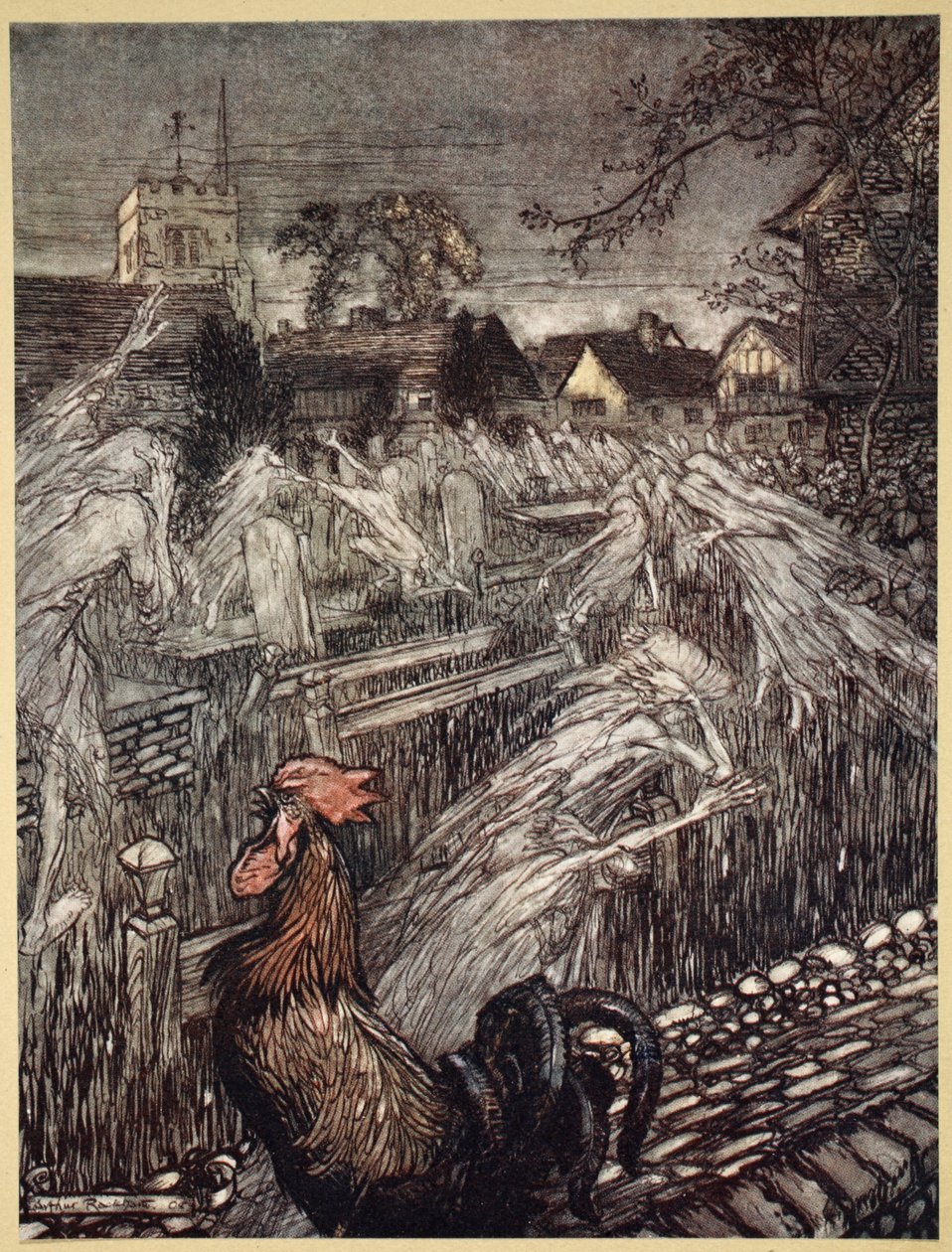 Ghosts, Wandering Here and There, Troop Home to Churchyards, illustration from 