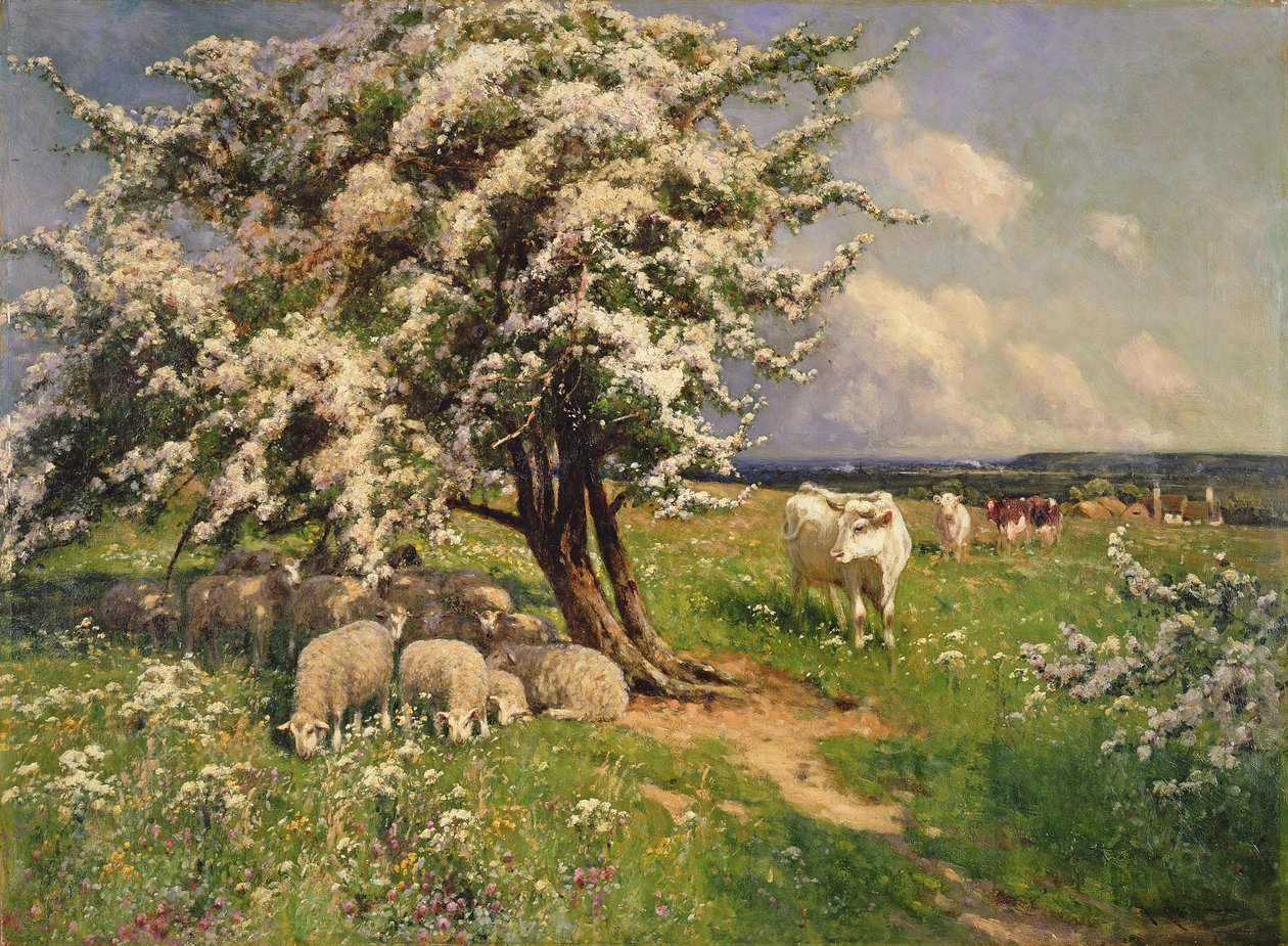 Sheep and Cattle in a Landscape by Arthur Walker Redgate