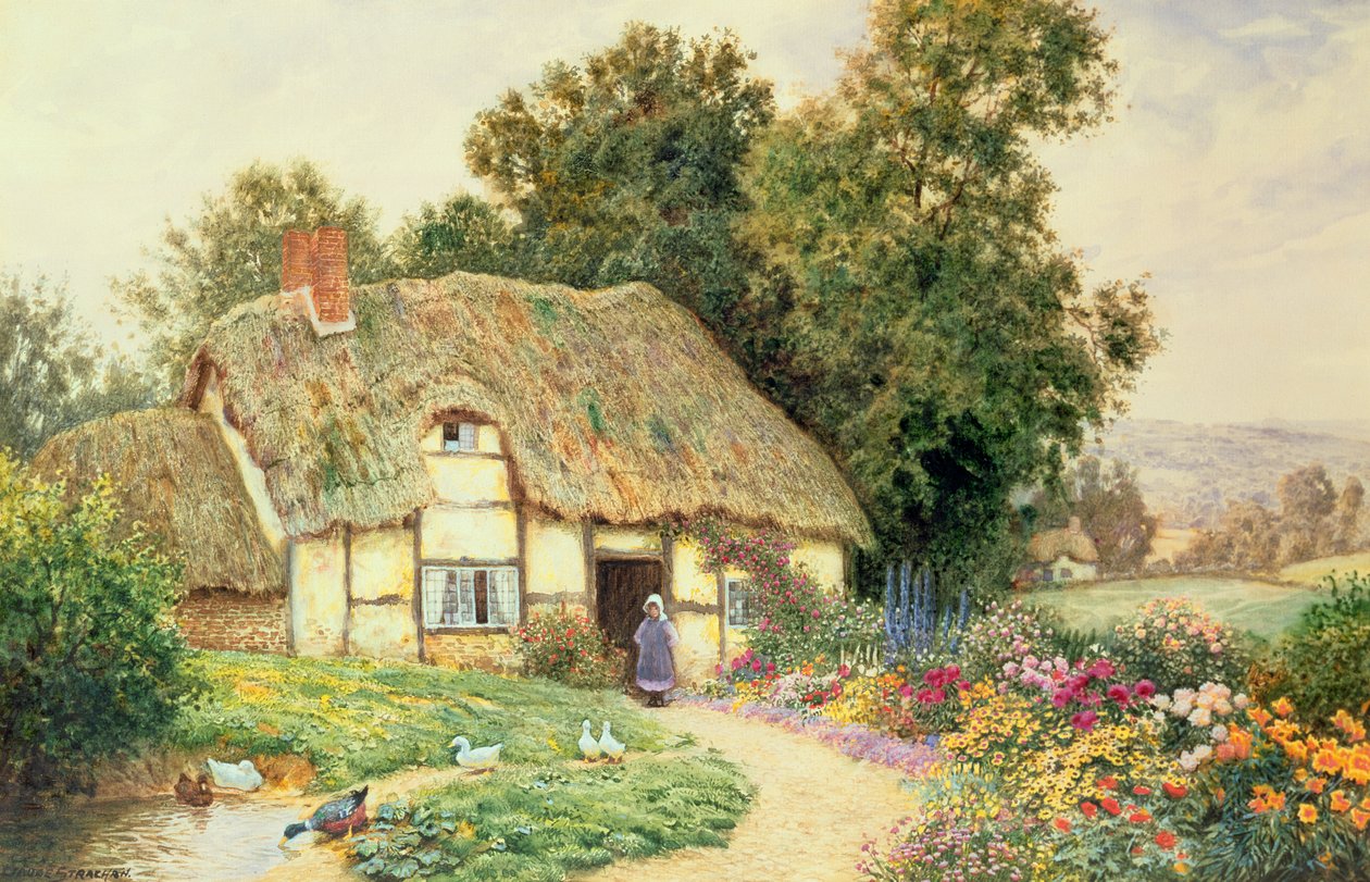 A Cottage by a Duck Pond by Arthur Claude Strachan