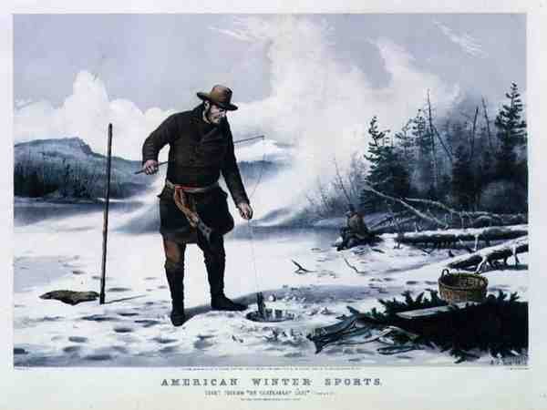 American Winter Sports: Trout Fishing on Chateaugay Lake, Published by Currier & Ives by Arthur Fitzwilliam (after) Tait