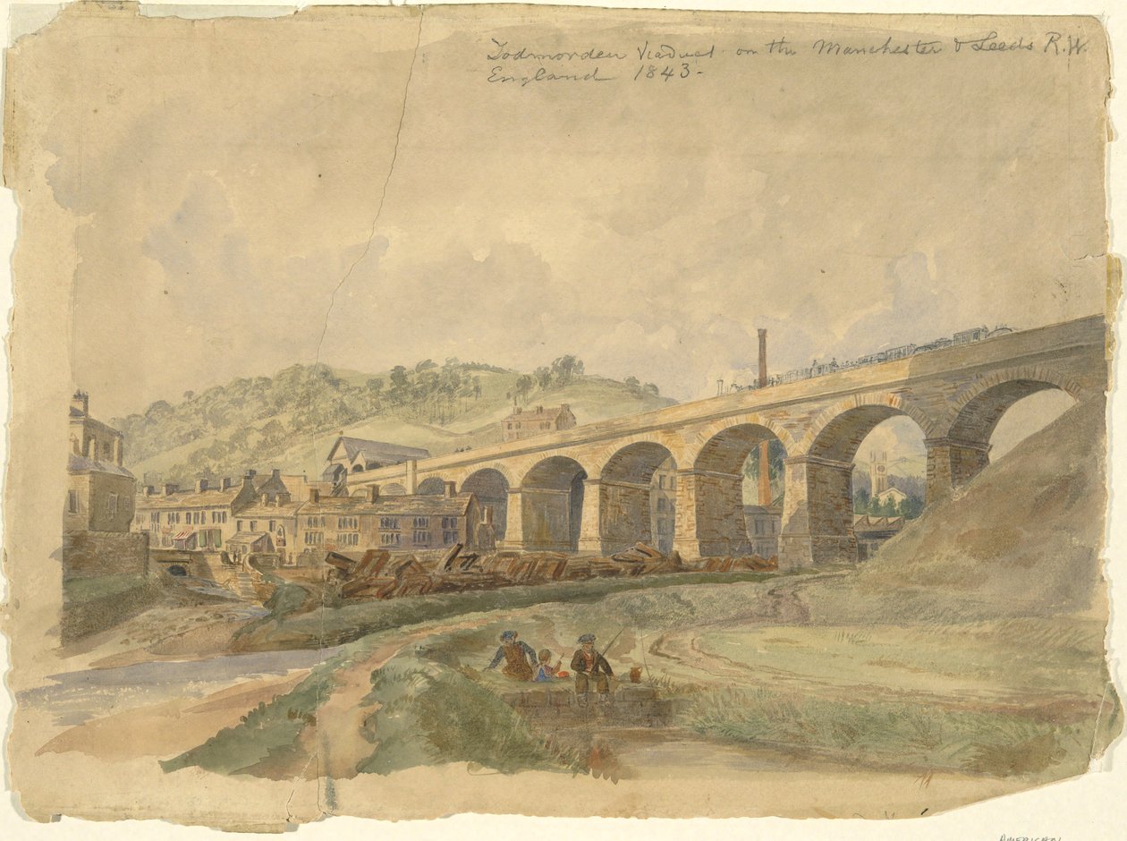 Todmorden Viaduct on the Manchester & Leeds Railway, England 1843 by Arthur Fitzwilliam Tait