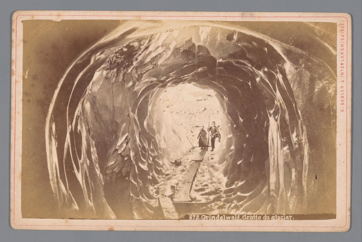 People in a Cave on the Grindelwald Glacier in Switzerland by Arthur Gabler