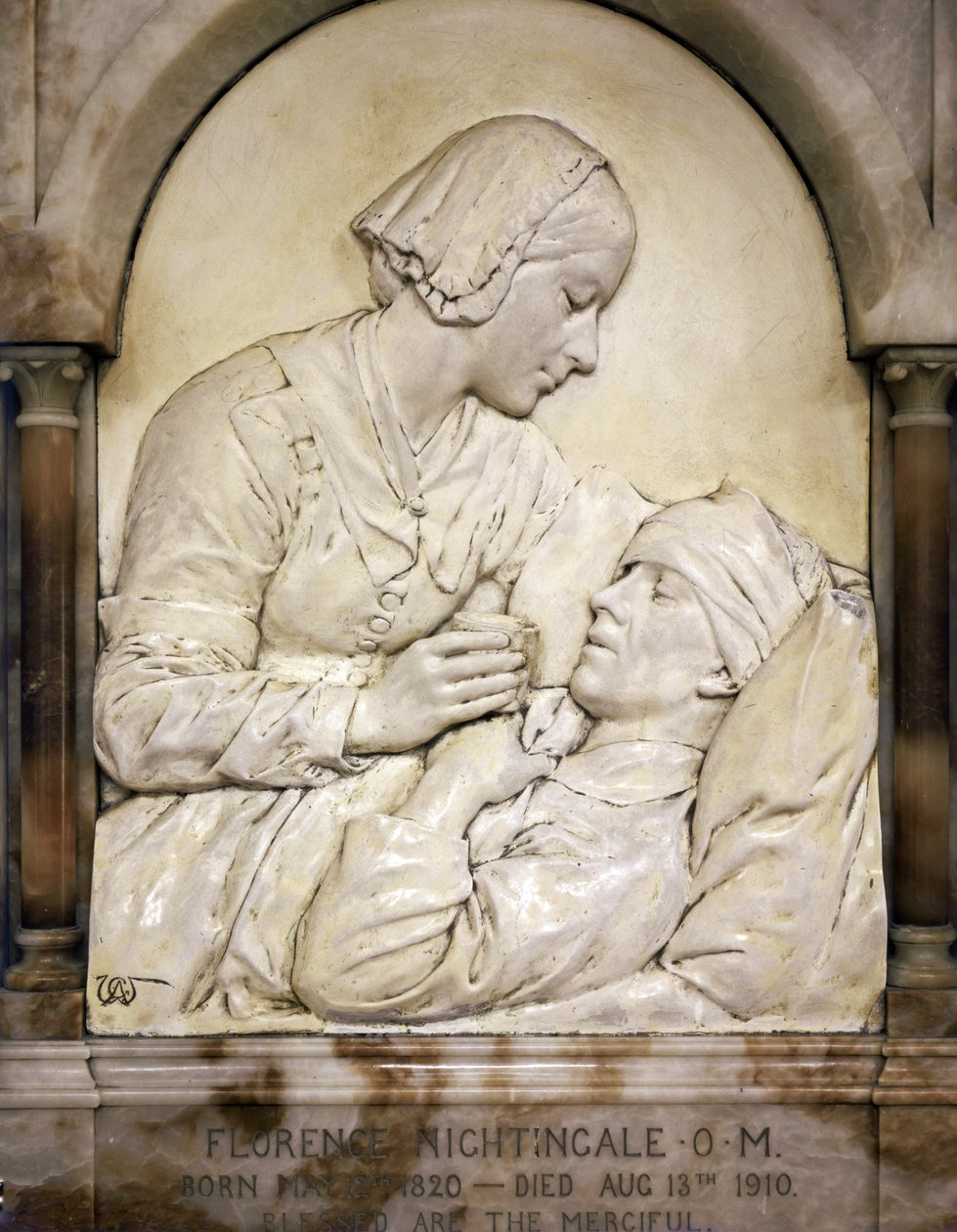 Florence Nightingale comforting a wounded man by Arthur George Walker