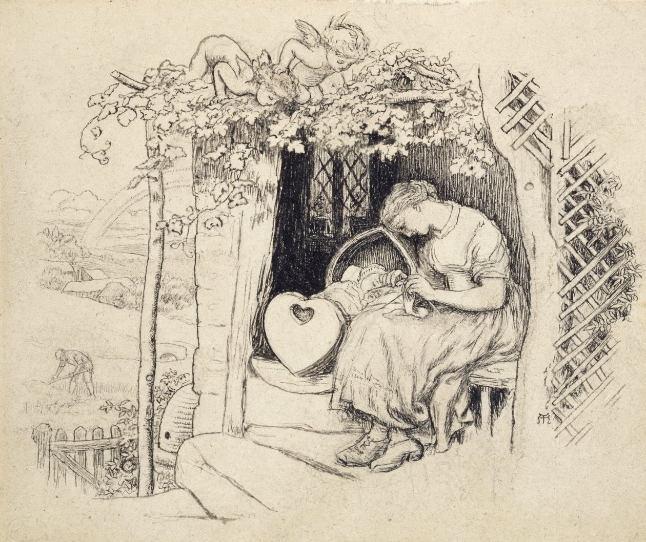 By the Cradle by Arthur Hughes