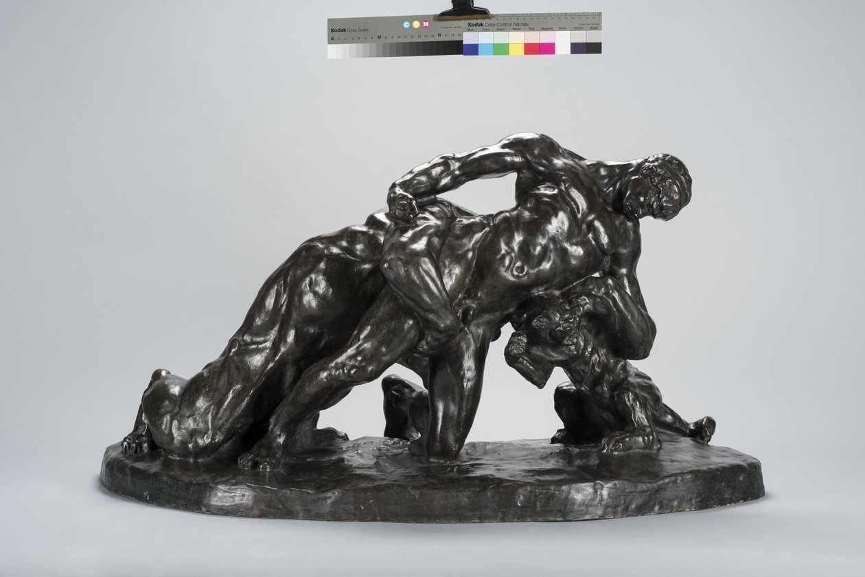 Man Locked in Combat with Lioness Cub by Arthur Putnam