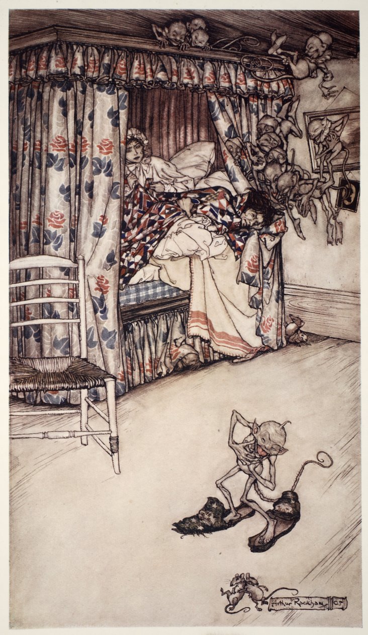 A Curtain-Lecture is Worth All the Sermons in the World for Teaching the Virtues of Patience and Long-Suffering, from Rip Van Winkle by Washington Irving, pub. 1910 by Arthur Rackham