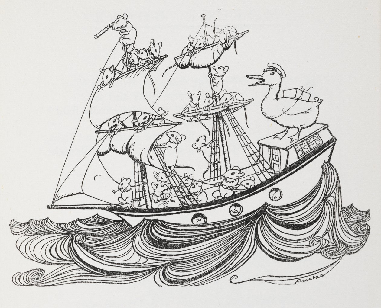 A Ship Crewed by Mice and Captained by a Duck. by Arthur Rackham