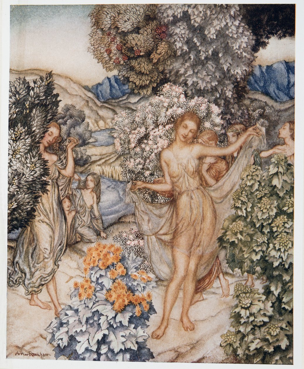 Come, temperate nymphs, and help to celebrate a contract of true love, illustration from William Shakespeare