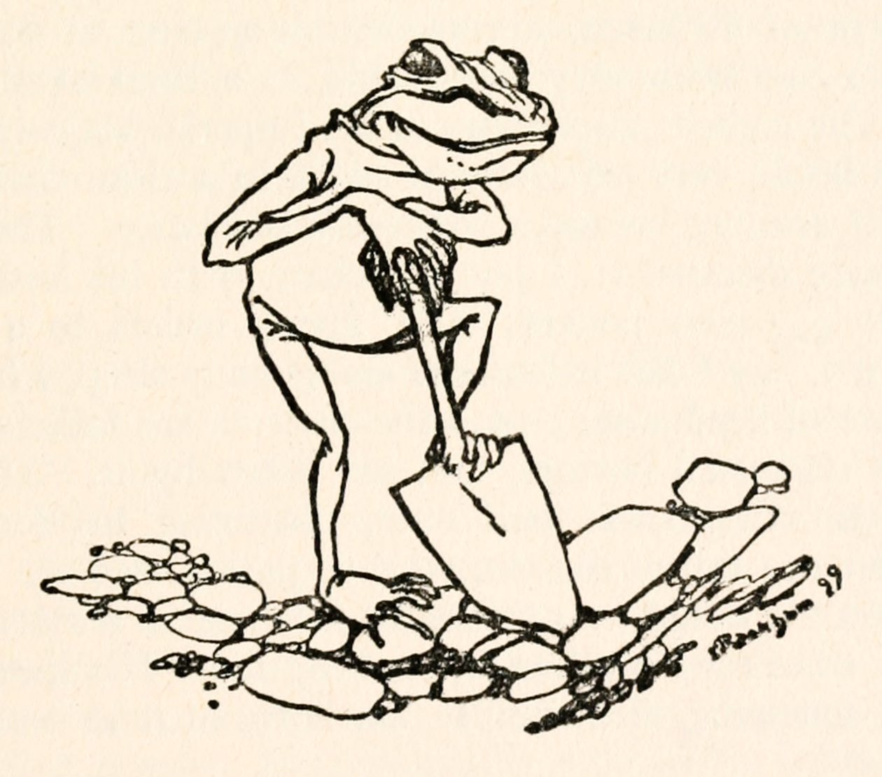 Frog with a spade from Gulliver