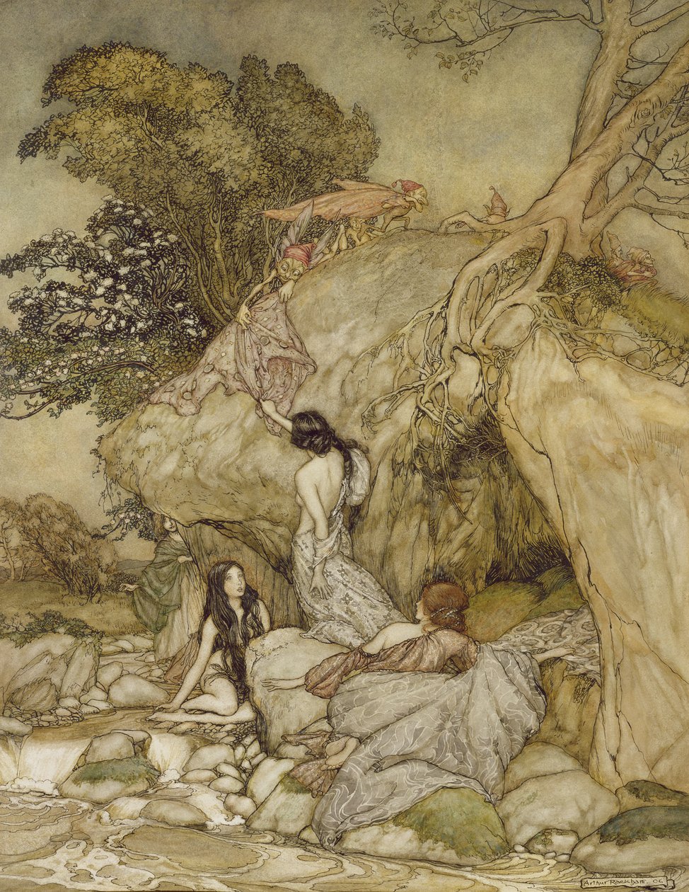 Girls by a Stream, 1906 by Arthur Rackham
