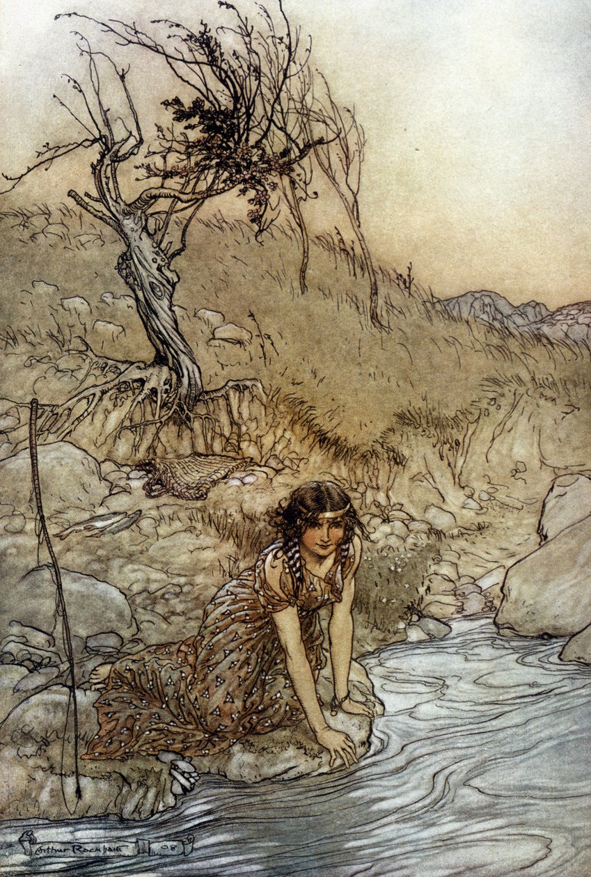 Hermia: Illustration by Arthur Rackham for The Dream of a Summer Night by William Shakespeare by Arthur Rackham