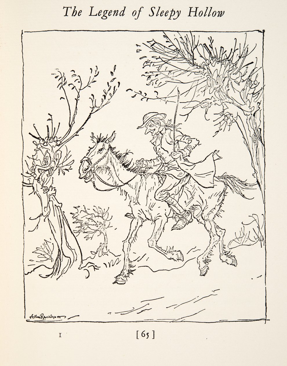 Ichabod Crane escaping from the Headless Horseman by Arthur Rackham