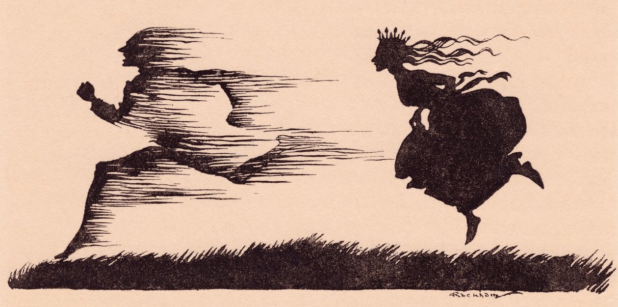 It was just as if the wind had whistled by. Illustration by Arthur Rackham from Grimm