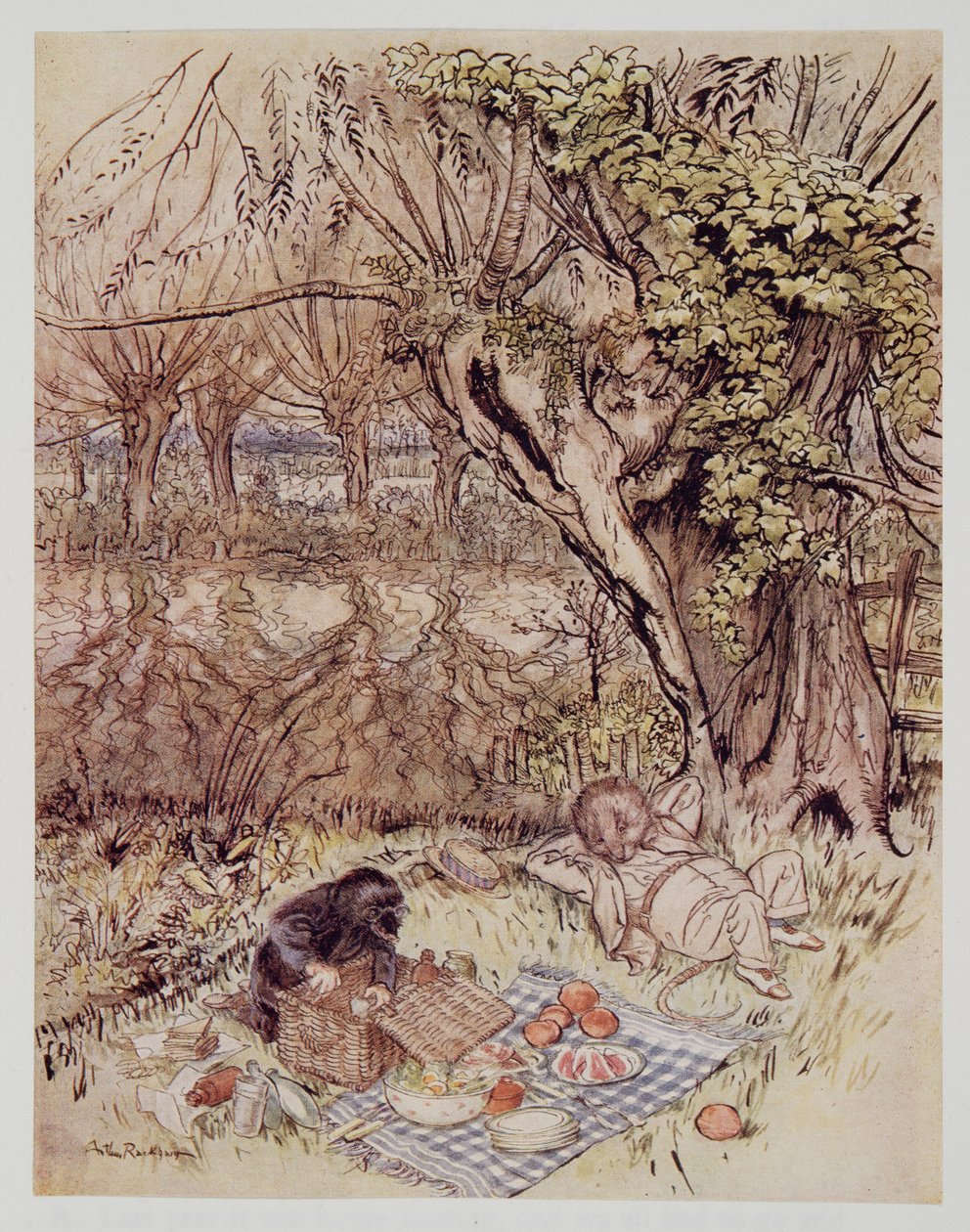 The Mole begged as a favour to be allowed to unpack it all by himself by Arthur Rackham