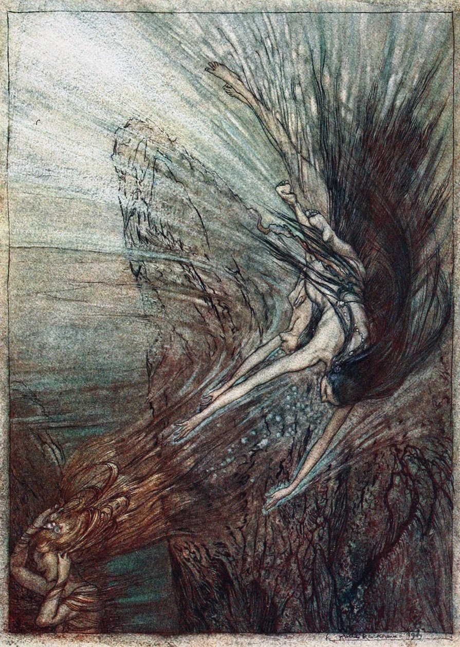 The Frolic of the Rhinemaidens (Illustration for The Rhinegold and The Valkyrie by Richard Wagner) by Arthur Rackham