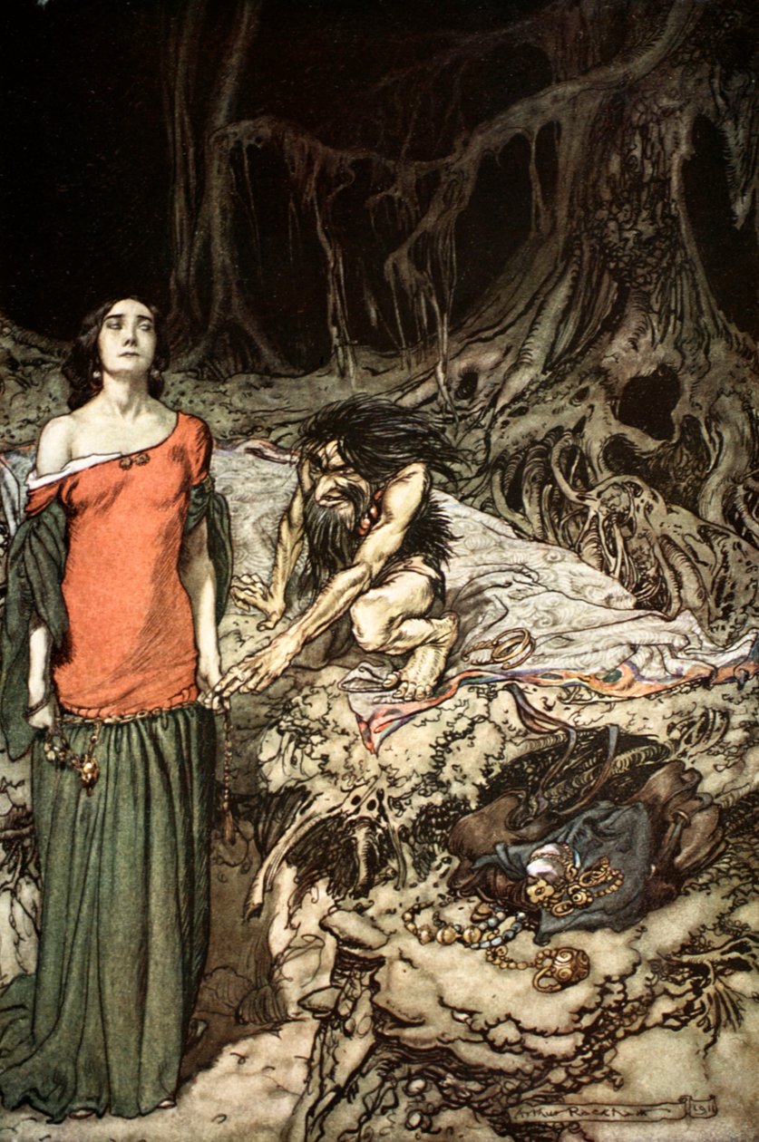 The Wooing of Grimhilde, the Mother of Hagen by Arthur Rackham