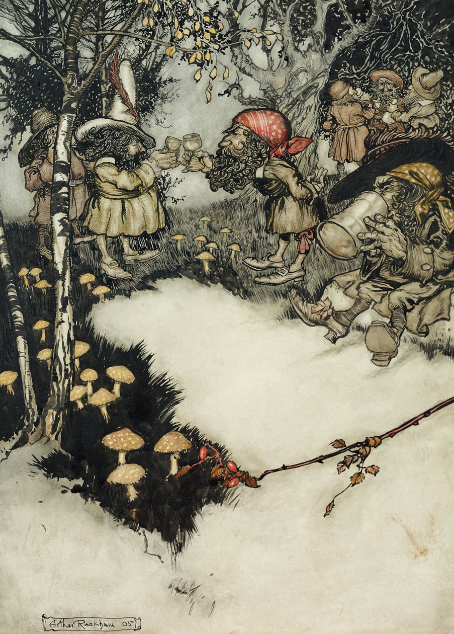 They quaffed their liquor in profound silence by Arthur Rackham