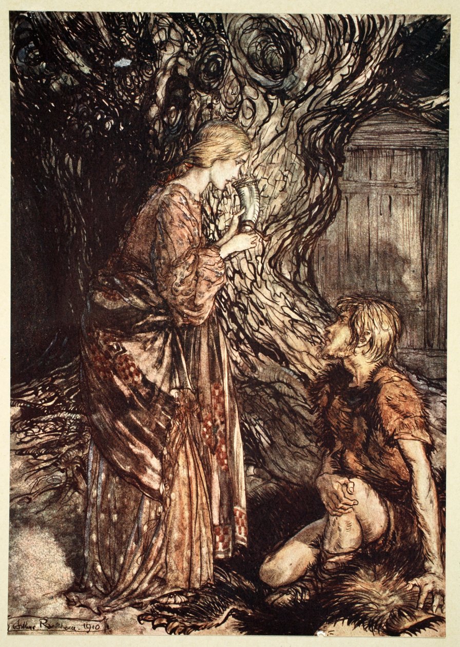 This healing and honeyed draught of Mead deign to accept from me by Arthur Rackham