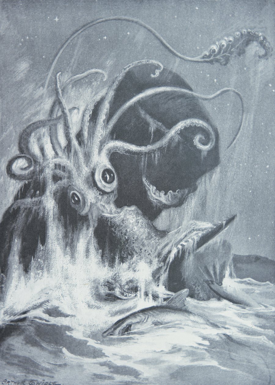 The Kraken vs. Sperm Whales by Arthur Twidle