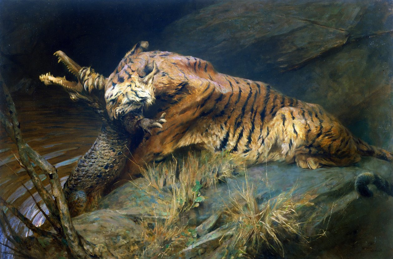 Tiger and Crocodile by Arthur Wardle