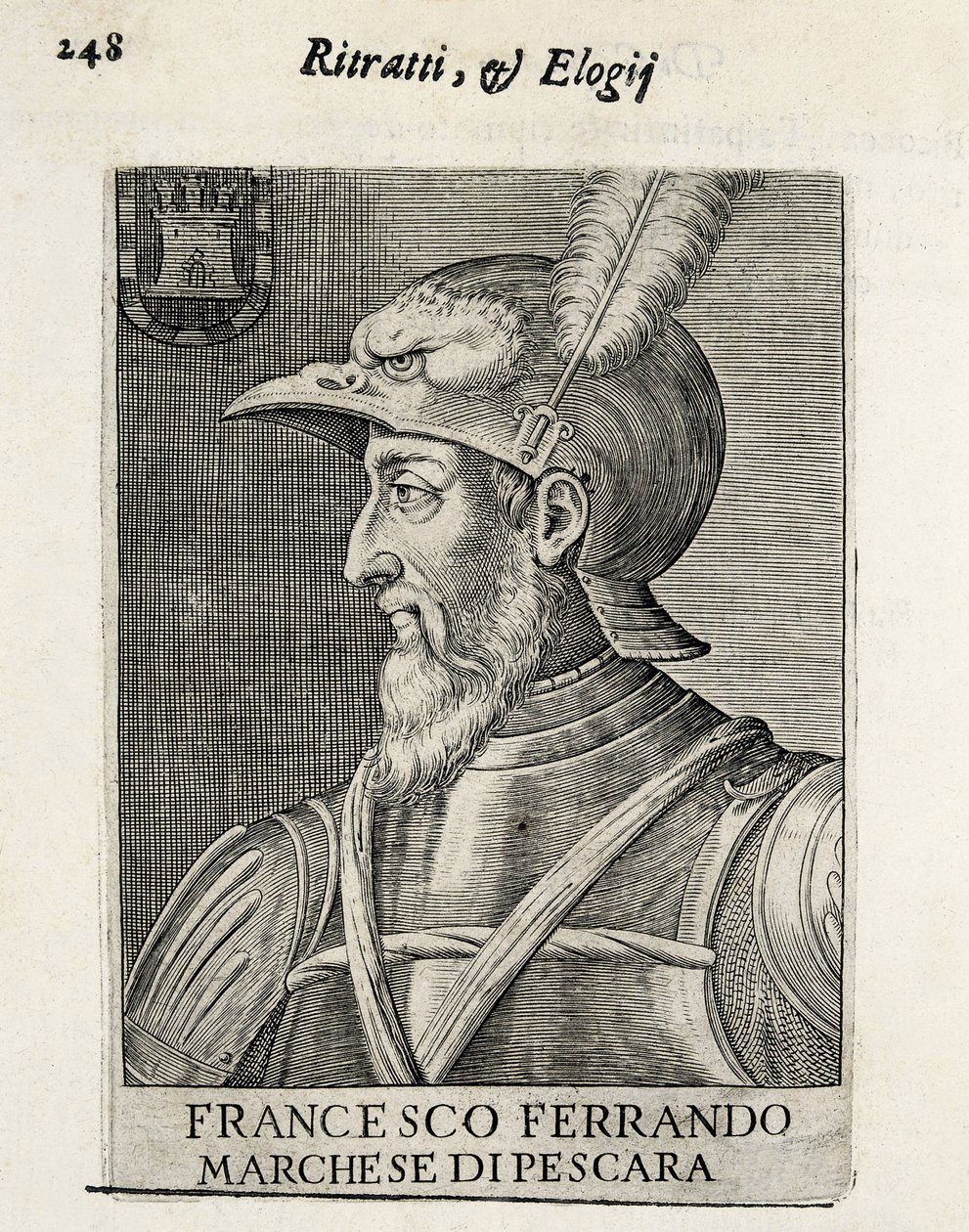 Fernando Francisco Avalos (1490-1546), Spanish General. Xylography by Artist Unknown