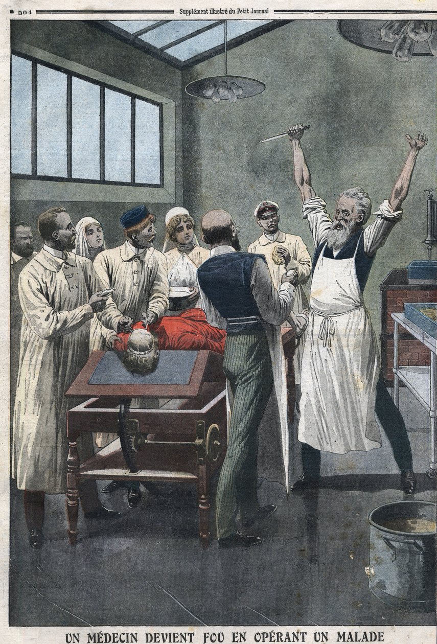 A doctor surgeon went mad operating a patient in a hospital in Razomin, Chita, Russia by Artist Unknown