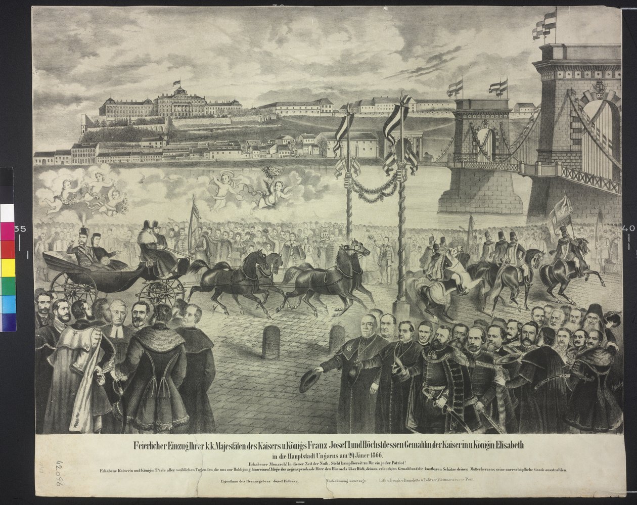 Arrival of the Imperial couple to the court storage in Budapest on 29th January 1866 by Artist Unknown
