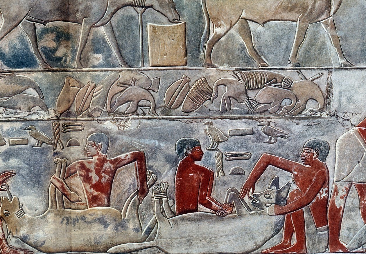 Art Egypt: Feeding of a Hyena, Simile from the Mastaba of Mereruka by Artist Unknown