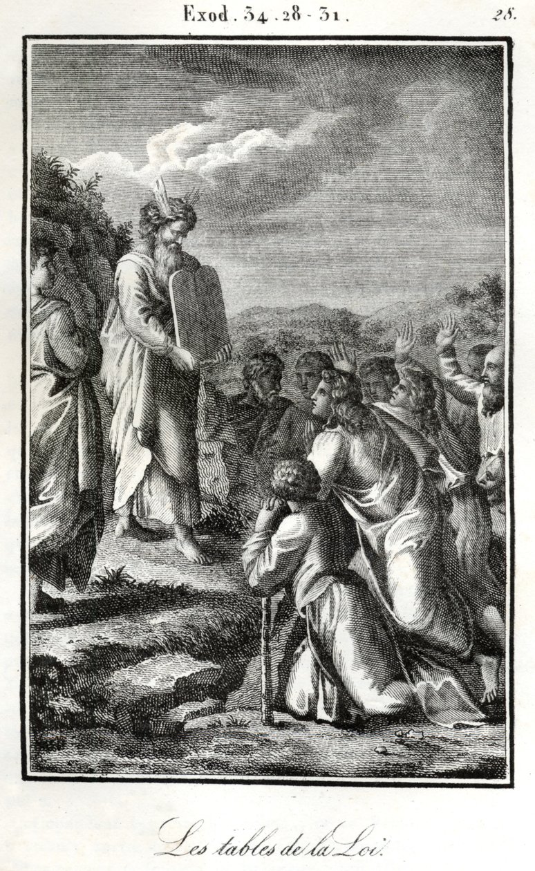 Bible, Moses Showing the Two Tablets with the Ten Commandments by Artist Unknown