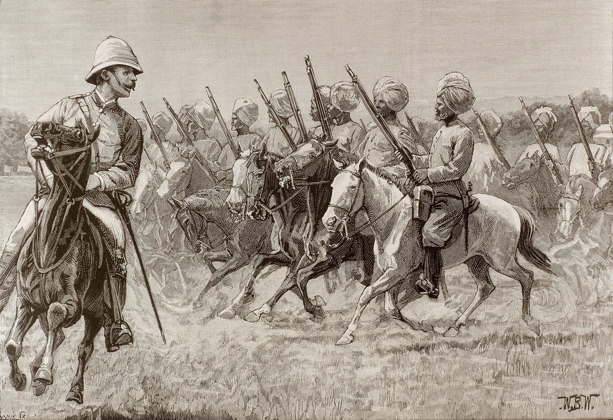 The New Regiments of Burma, Company of Mounted Infantry of the Second Regiment (engraving) by Artist Unknown