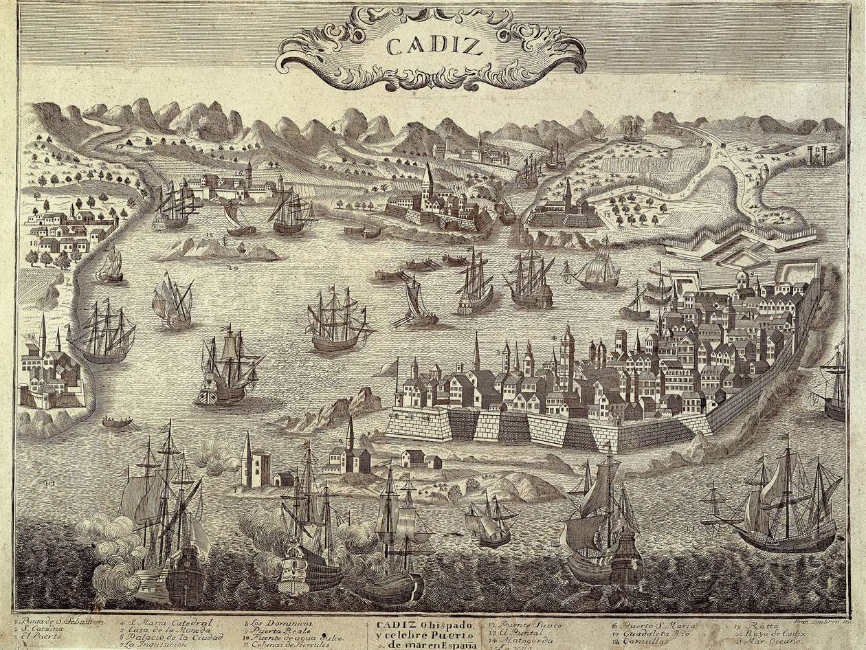 City and Harbour of Cadiz by Artist Unknown