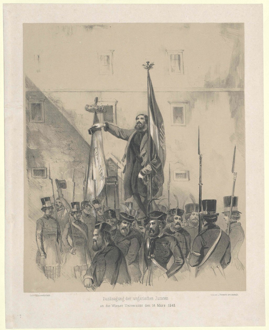 Expression of thanks of the Hungarian jurats at the Viennese university on 16th March 1848 by Artist Unknown