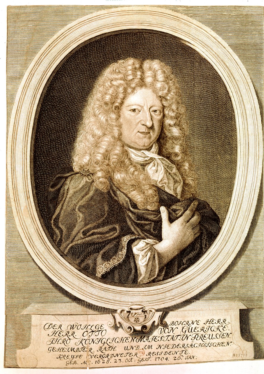 Portrait of Otto von Guericke, German Scientist and Inventor (etching) by Artist Unknown
