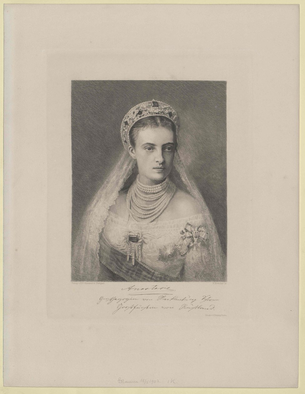 Grand Duchess of Russia Anastasia Mikhailovna by Artist Unknown