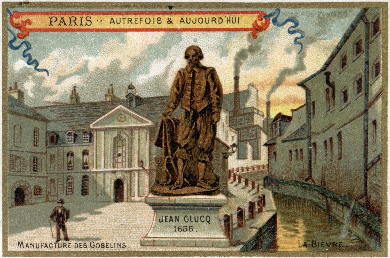 Manufacture of tapestry des Gobelins in Paris. Statue of Jean Glucq, who imported the process of dyeing into France by Artist Unknown