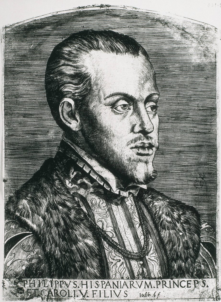 PHILIP II of Spain (1527-1598). King of Spain (1556-1598) and Portugal (1580-1598). Portrait of Philip still as prince. by Artist Unknown