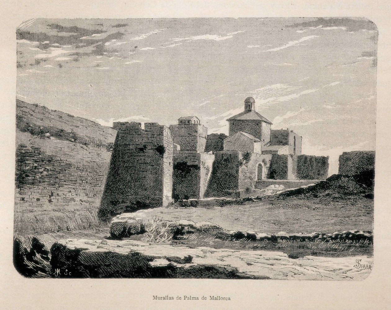 Palma de Majorca. Walls. Engraving by Artist Unknown