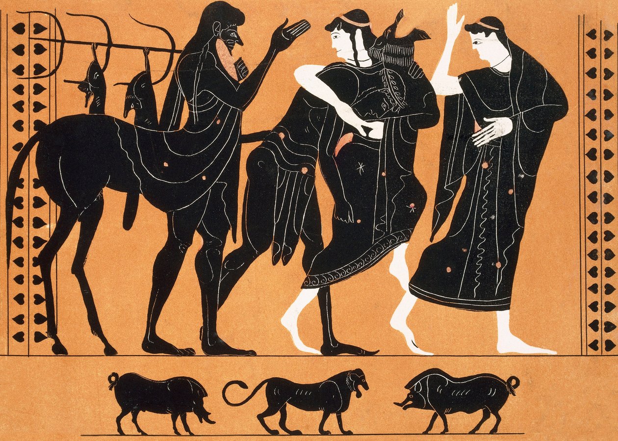 Peleus and Thetis before the centaur Chiron by Artist Unknown