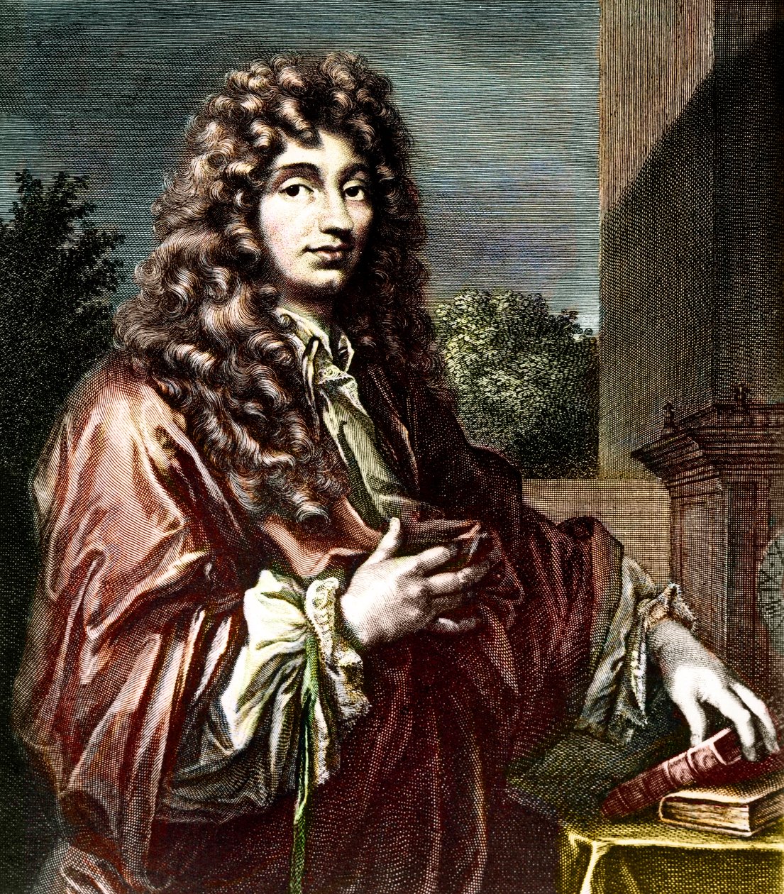 Portrait of Christiaan Huygens, Dutch Physicist and Mathematician (Colored Engraving) by Artist Unknown