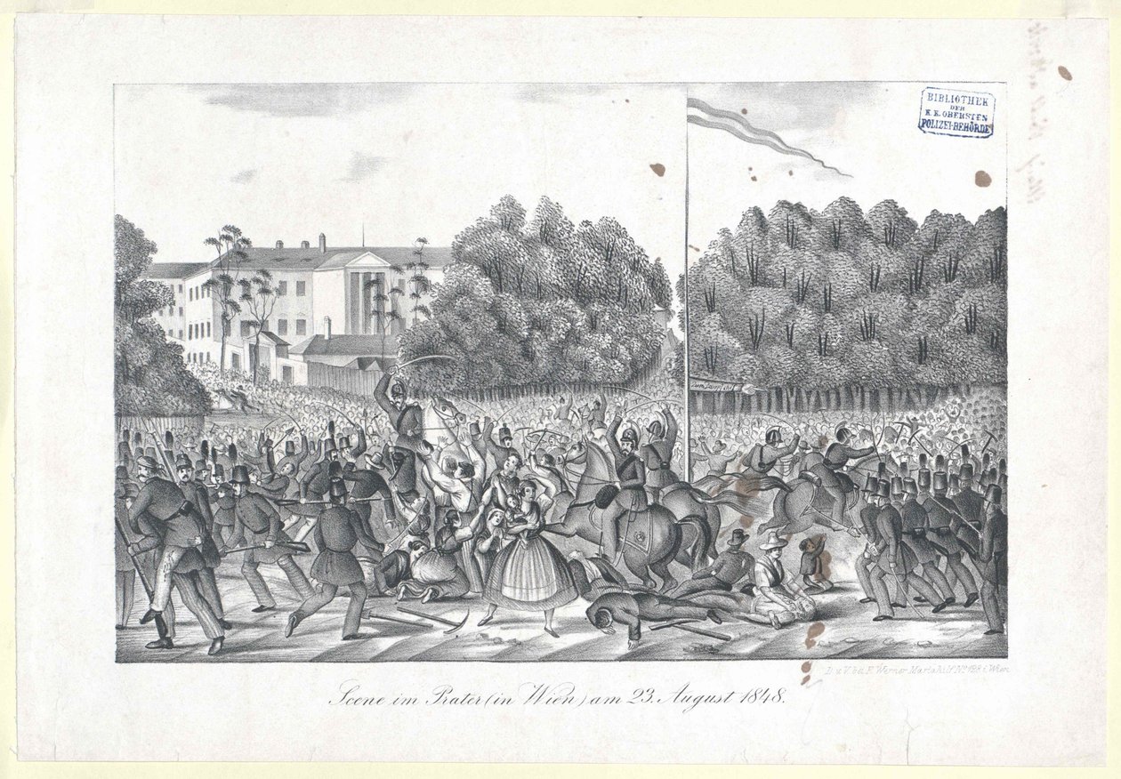 Scene in the Prater (in Vienna) on 23rd August 1848 by Artist Unknown