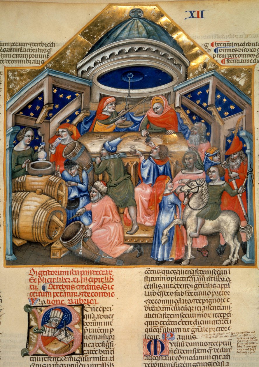 Scenes of Shopping Life in Bologna. Miniature by Artist Unknown