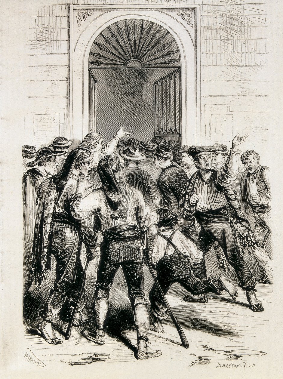 Proclamation of the First Republic and Storming of the Barcelona City Hall (11th February 1873). Etching by Artist Unknown