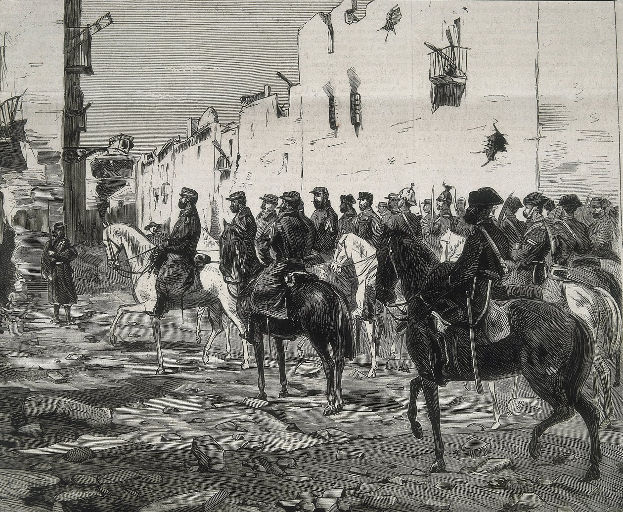 Spain. The First Republic (1873-1874). Canton of Cartagena. General Jose Lopez Dominguez in Cartagena after the capitulation of the cantonalists. Image published in 