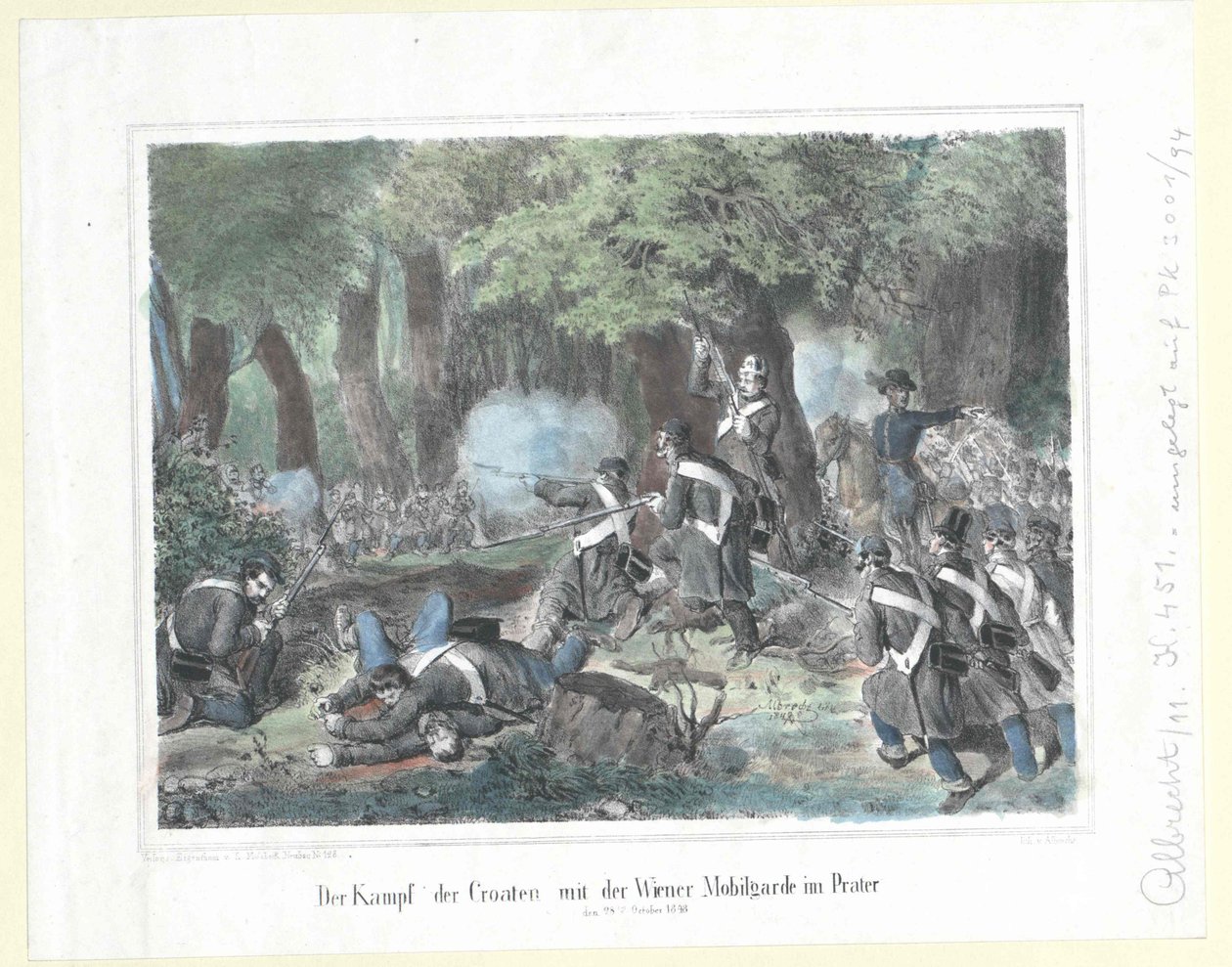 The combat between the Croatians and the Viennese mobile guard in the Prater on 28th October 1848 by Artist Unknown