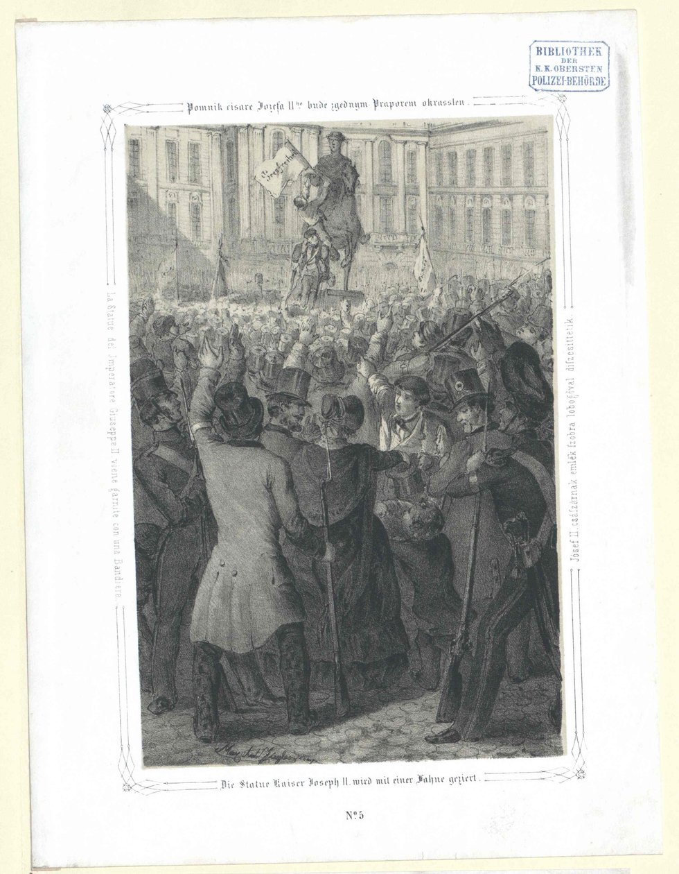 The Statue of Emperor Joseph II with a Flag by Artist Unknown